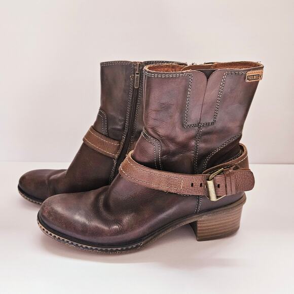 Pikolinos Genuine Leather Ankle Boots, Brown, Women's size 6.5, Combat booties - Picture 1 of 6